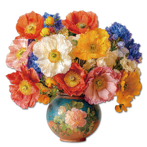 Puzzle de fleurs de coquelicot colorées, taille S/M/L, coins ondulés, jouet éducatif en carton pour les âges de 8 à 13 ans, unisexe - Product Image 1