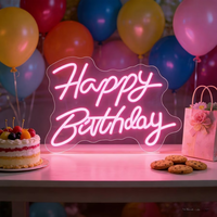 Enseigne néon LED personnalisée Joyeux Anniversaire 12V, lumière néon acrylique à intensité variable pour fête d'anniversaire, décoration murale de la maison, cadeau