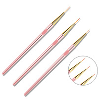 Lot de 3 stylos de nail art or rose pour dessin de lignes, pinceaux liner et stylos graffiti