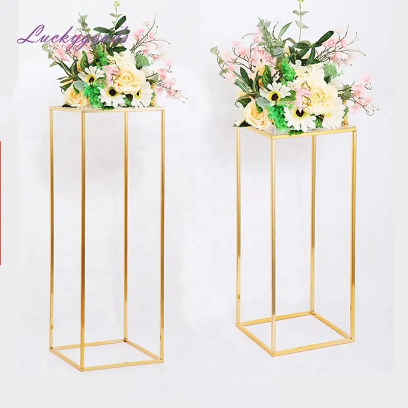 tall flower stand Metal Rectangle Gold Metal Wedding Favor Table Centerpiece Flower Stand balcony flower stand