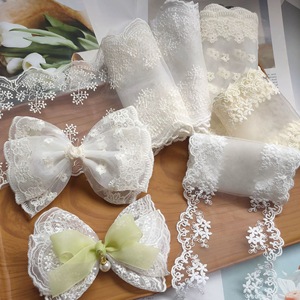 12cm Wide Floral Lace Trim DIY <strong>Large</strong> <strong>Bow</strong> Material White Milk Silk Handmade Hair Accessories Mesh Embroidery - Product Image 5