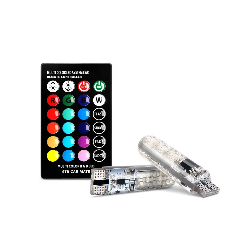 Factory Selling Remote Controller 6SMD 5050 501 W5W 194 168 Reading Wedge Light RGB T10 LED Bulb