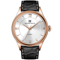 Jam Tangan Quartz Pria Mewah Desain Modern Tali Kulit Tipis Layanan Label Pribadi