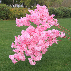 Flor de Mesa de Decoración de Boda, Seda Artificial, Ramas Blancas Puras, Flor de Cerezo para Árbol, 1 Unidad - Product Image 1