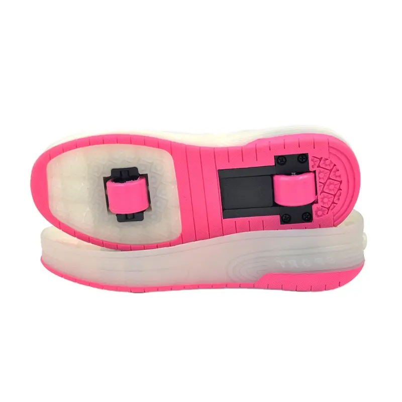 Özelleştirilmiş şeffaf TPR taban 2 tekerlekli ve led paten ayakkabı led ayakkabı çocuklar için