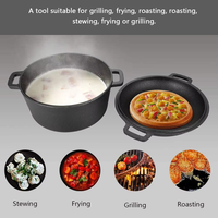 Ensemble de 7 ustensiles de cuisine en fonte Bright Houseware : Cocotte, Poêle à frire, Plaque de cuisson – Écologique, Pré-culotté, Style américain, Compatible four