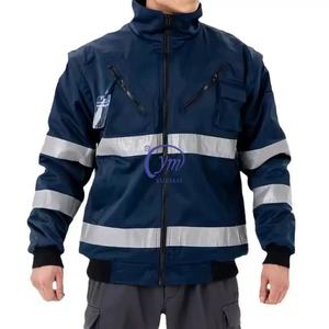 Veste de travail réfléchissante haute visibilité pour homme, personnalisable avec logo, résistante à l'usure, grande taille, multi-poches, imperméable, en polaire - Product Image 3
