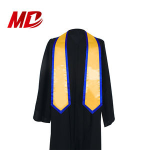 طباعة مخصصة أو شعار التطريز 60 "جامعة ساتان الذهب سرق التخرج وشاح مع التشذيب الأزرق - Product Image 2