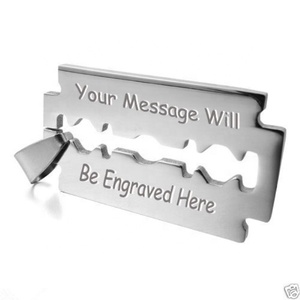 Tùy Chỉnh Cá Nhân Khắc Sâu Chất Lượng Cao Giá Rẻ Bán Buôn Thép Không Gỉ Dao Cạo Lưỡi Vòng Cổ Ý Nghĩa Cho Nam Giới Và Phụ Nữ - Product Image 2