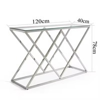 Nouvelle table console de salon de style moderne en verre clair avec cadre en acier inoxydable, table d'entrée