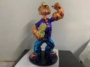 Patung Popeye seni fiber figur permainan kartun ukuran kustom Resin