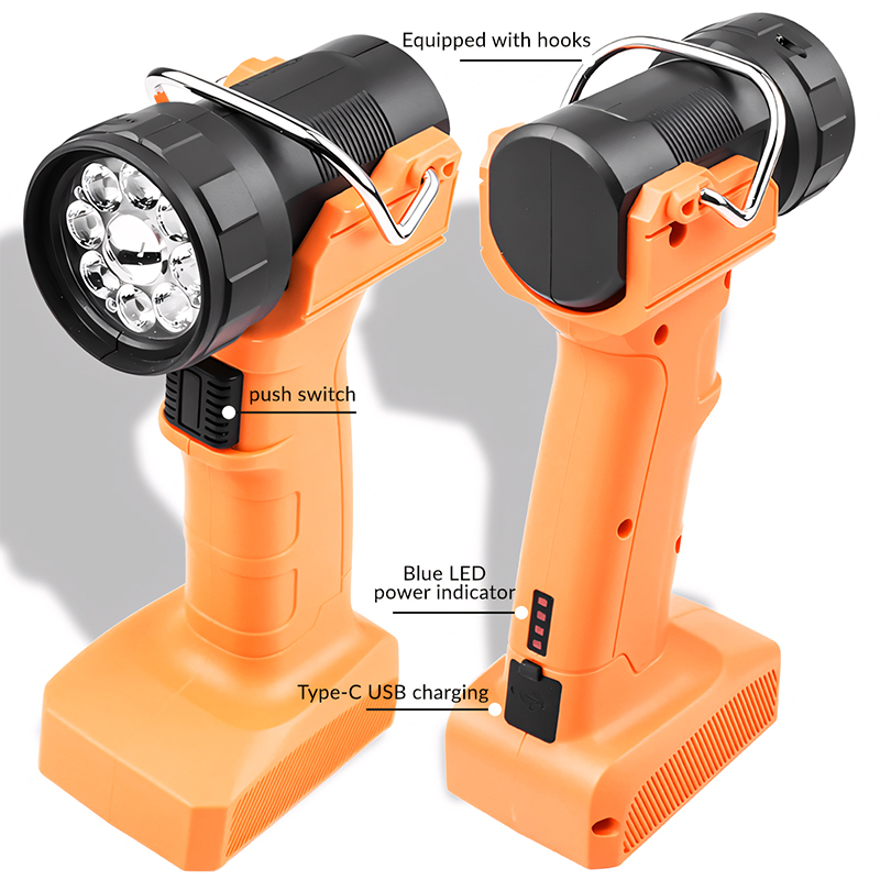 90°Rotate Flashlight Work Lamp Portable Light 4000mah USB Type-C Charging with Hook for Car Repairing, Garage Work Light