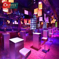 Meubles de bar LED haut de gamme pour terrasse de boîte de nuit moderne, tables et chaises écologiques, tables rondes pour événements, fêtes, jardin