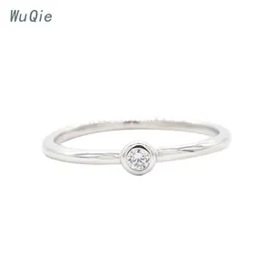 Wuqie简约设计韩式戒指纯银饰品单锆石女戒指