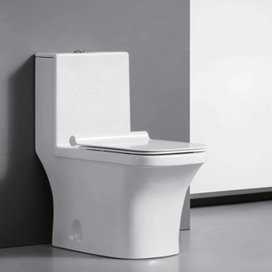 ชุดสุขภัณฑ์ชิ้นเดียวแบบเซรามิกทรงสี่เหลี่ยม พร้อมโถสุขภัณฑ์แบบกดสองปุ่ม ถังเก็บน้ำแบบซ่อน ระบบระบายน้ำแบบ S-Trap - Product Image 1