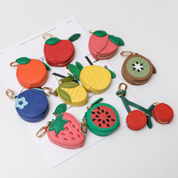 Dompet Koin Lucu dari Kulit PU Tianxin Ramah Lingkungan dan Tahan Lama, Dompet & Gantungan Kunci Bentuk Buah Stroberi Lemon Apel