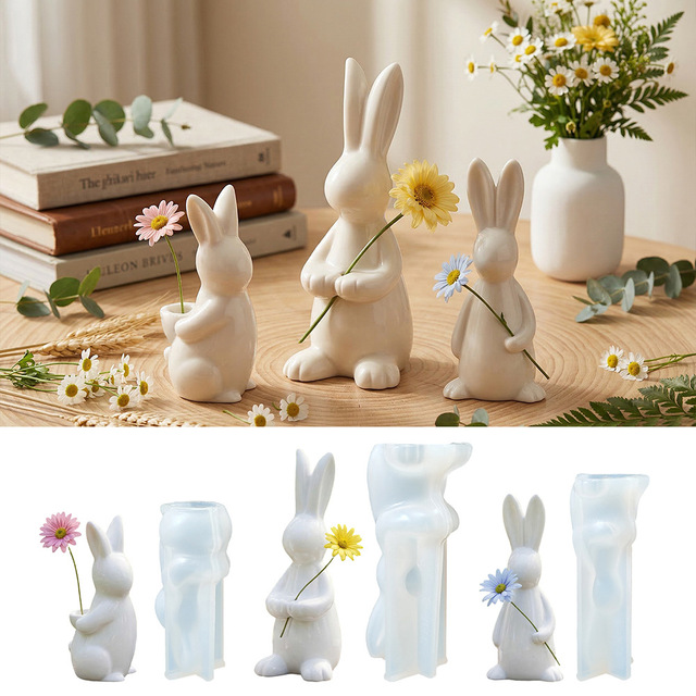 Silicone Rabbit Mold Bunny Moldeaster Bunny Chocolate Cake Soap Candle Resin Jelly Candy Fondant Ice Cube Gummy Mousse Pudding