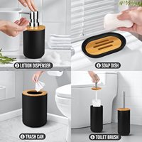Ensemble de toilette 6 pièces de style européen moderne Accessoires de salle de bain en plastique gris de haute qualité pour la maison et l'hôtel