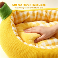 Lit pour animaux de compagnie en forme de banane, nid douillet en tricot peluche pour toutes les saisons, pour chats, chiens de petite et moyenne taille