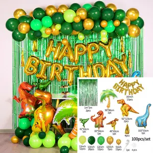 Balon Selamat Ulang Tahun bertema dinosaurus dekorasi pesta perlengkapan pesta ulang tahun perlengkapan mandi bayi hadiah ulang tahun anak-anak
