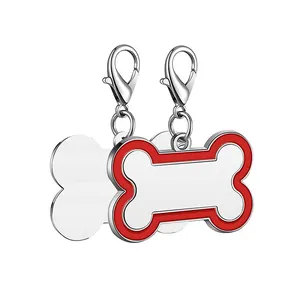 Etiqueta personalizada con grabado láser para mascotas, etiqueta de identificación con forma de hueso, en blanco, de fabricante venta al por mayor