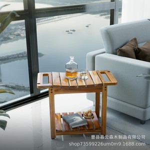 Tabouret de salle de bain en bois Mu Yunsen avec support pour articles de toilette, banc de douche marron pour salle de bain - Product Image 3