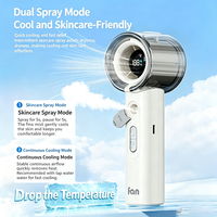 Ventilateur brumisateur portable 100 vitesses, réservoir d'eau de 50 ml, rechargeable par USB, ventilateur personnel à main avec pulvérisation d'eau pour les voyages/le maquillage