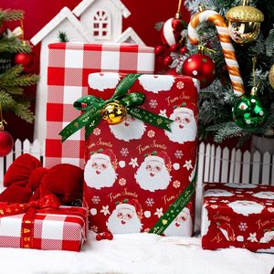 Papier d'emballage de Noël rouge réversible avec motif de grille du Père Noël, 17 pouces x 32,8 pieds, papier d'emballage pour cadeaux et artisanat - Product Image 3