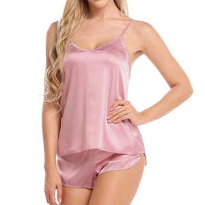 I-0429 Wholesale Sleepwear Top and <b>Shorts</b> SleepWear Pijama Lace Summer Women <b>Satin</b> <b>Pajamas</b> Set - Product Image 4