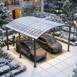 Customized Heavy Duty Weatherproof Free <b>Standing</b> Double Bay Outdoor Parking Shed System Aluminum Carport For Two <b>Cars</b> - Product Image 5
