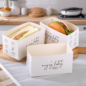 Fabrika toptan sandviç ambalaj kutusu beyaz karton Mini <span class=keywords><strong>Burger</strong></span> özel logolu kutu kağıt tost kutuları - Product Image 3