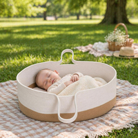 Table à langer en corde de coton avec poignées, panier à couches portable pour bébé, panier à langer tendance pour bébé