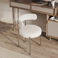 Chaise de salle à manger moderne style influenceur avec dossier, structure en fer, revêtement en laine d'agneau et cuir anti-griffures, idéale pour l'école