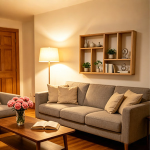 Bamboo Grid Wall <b>Shelf</b> Rectangle Multi Functional Storage <b>Rack</b> For Home Display - Product Image 3