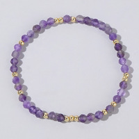 Bracelet extensible tendance en pierres naturelles facettées, perles dorées faites à la main, bracelets en pierres précieuses pour femmes