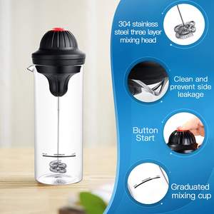 Mousseur à lait en verre Machine à café en <span class=keywords><strong>mousse</strong></span> automatique Batteur à oeufs Mousseur à lait Fouet à café portable - Product Image 5