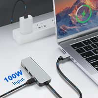 Adaptador Multipuerto USB C 4 en 1 con Puerto PD de 100W y 4K HDTV, con USB3.0 de 5Gbps, Divisor de 4 Puertos para PC, Escritorio, Laptop