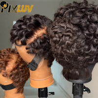 Perruque Chioma en promotion, coupe pixie, dentelle transparente HD 13x4, noire naturelle, 100% cheveux humains bruts, pour personnes noires