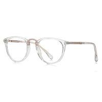 Monturas de Gafas Redondas de Negocios para Hombre, Gafas con Protección Anti Luz Azul, Diseño de Marca, Lentes Ópticas para Miopía, TR90