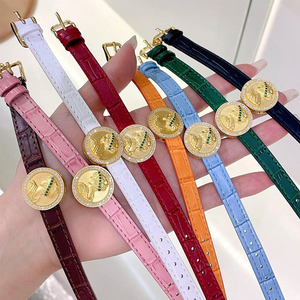Bracelet de montre en cuir de vache <span class=keywords><strong>10</strong></span> mm, bracelet de remplacement pour montre connectée avec boucle en acier inoxydable doré - Product Image 3