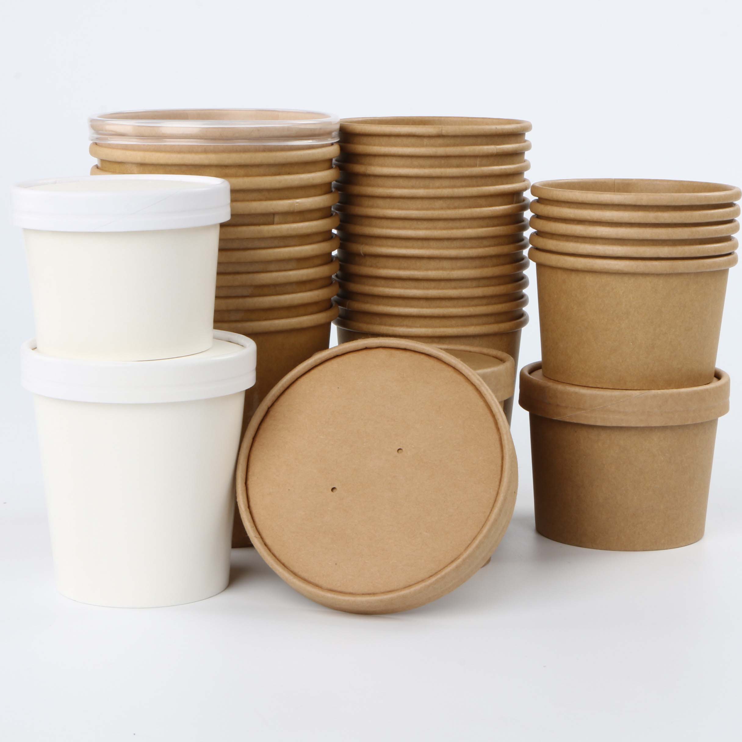 Hot Sale Hight Quality Disposable Paper Soup Cups With Paper Lid Ice Cream Cup