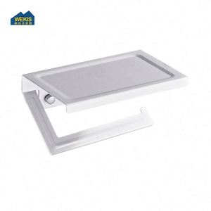 Modern Silver Mobile Self Adhesive Tissue Toilet Paper Towel Roll Holder Rack with Storage <b>Shelf</b> <b>for</b> Bathroom and <b>Kitchen</b> - Product Image 5
