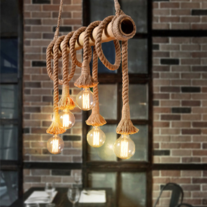 Industriale Stile Retrò Sala da pranzo <span class=keywords><strong>Cucina</strong></span> Corda Ristorante Lampadario di Casa <span class=keywords><strong>Rustica</strong></span> di Canapa Decorativa Lampadario - Product Image 3
