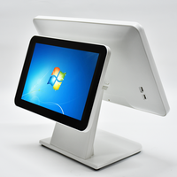 JJPOS JJ-K2B Caisse enregistreuse tactile double écran 15,6 pouces Windows/Android blanche pour supermarché, tablette POS Bluetooth/Wi-Fi 6