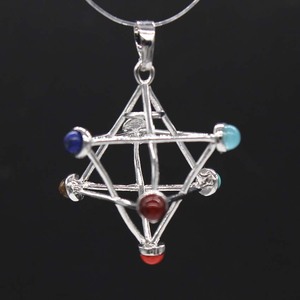 HZ piedras y cristales venta al por mayor cristal Chakra <span class=keywords><strong>Mekaba</strong></span> estrella plata Metal piedra preciosa colgante boda favores regalos invitado - Product Image 2