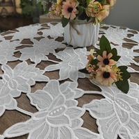 Kain Katun Bordir Laser Full Lace Hollow Craft 300D Milk Silk Motif Bunga untuk Aksesoris Pakaian/Gaun