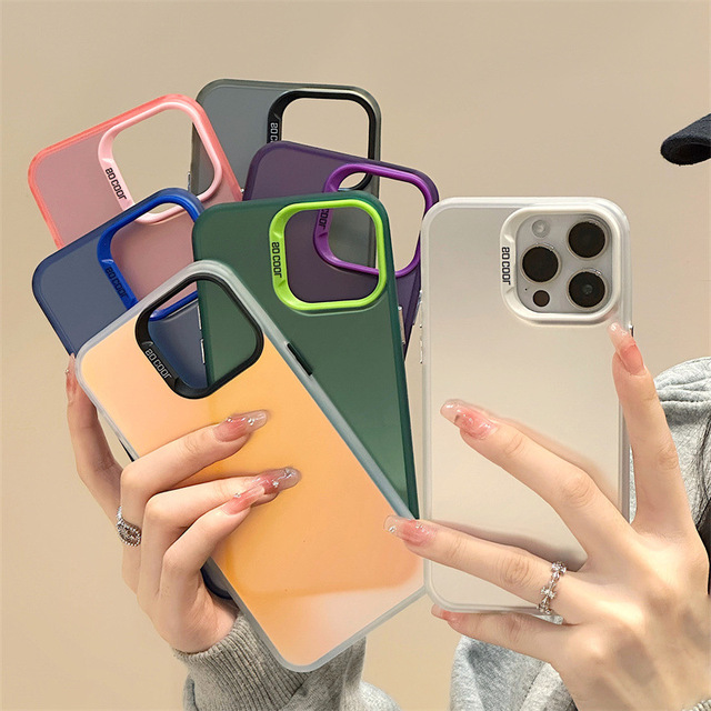 Fashion Candy Color Metallic Aurora Clear Matte Case for iPhone 14 13 12 11 Pro Max 15 Plus Mini Acrylic IMD Protective Cover
