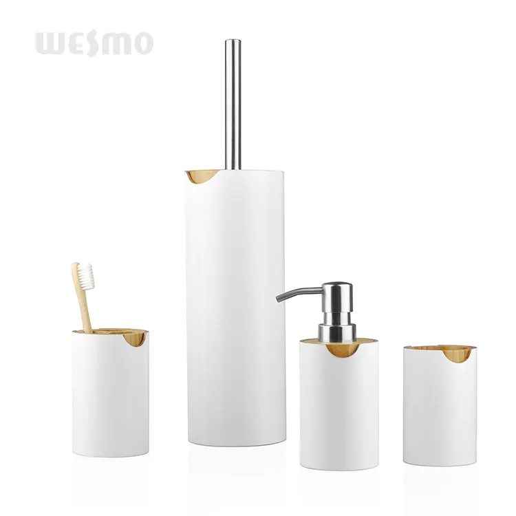 Factory Direct Sale Simple White Bamboo Bathroom Ware And Accessories Sanitary hotel bathroom decor luxury