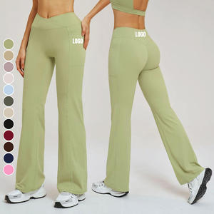 Pantaloni Sportivi Svasati da Donna Personalizzati a Vita Alta Tinta Unita Morbidi e Confortevoli con Effetto Push-Up per Palestra, Yoga, Fitness e Allenamento - Product Image 5