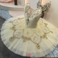 Gaun Tutu Balet Profesional Berhias Emas untuk Anak-anak, Tutu Pancake Tanpa Lengan dengan Renda Berhias Berlian Imitasi untuk Anak Perempuan, Ideal untuk Pertunjukan